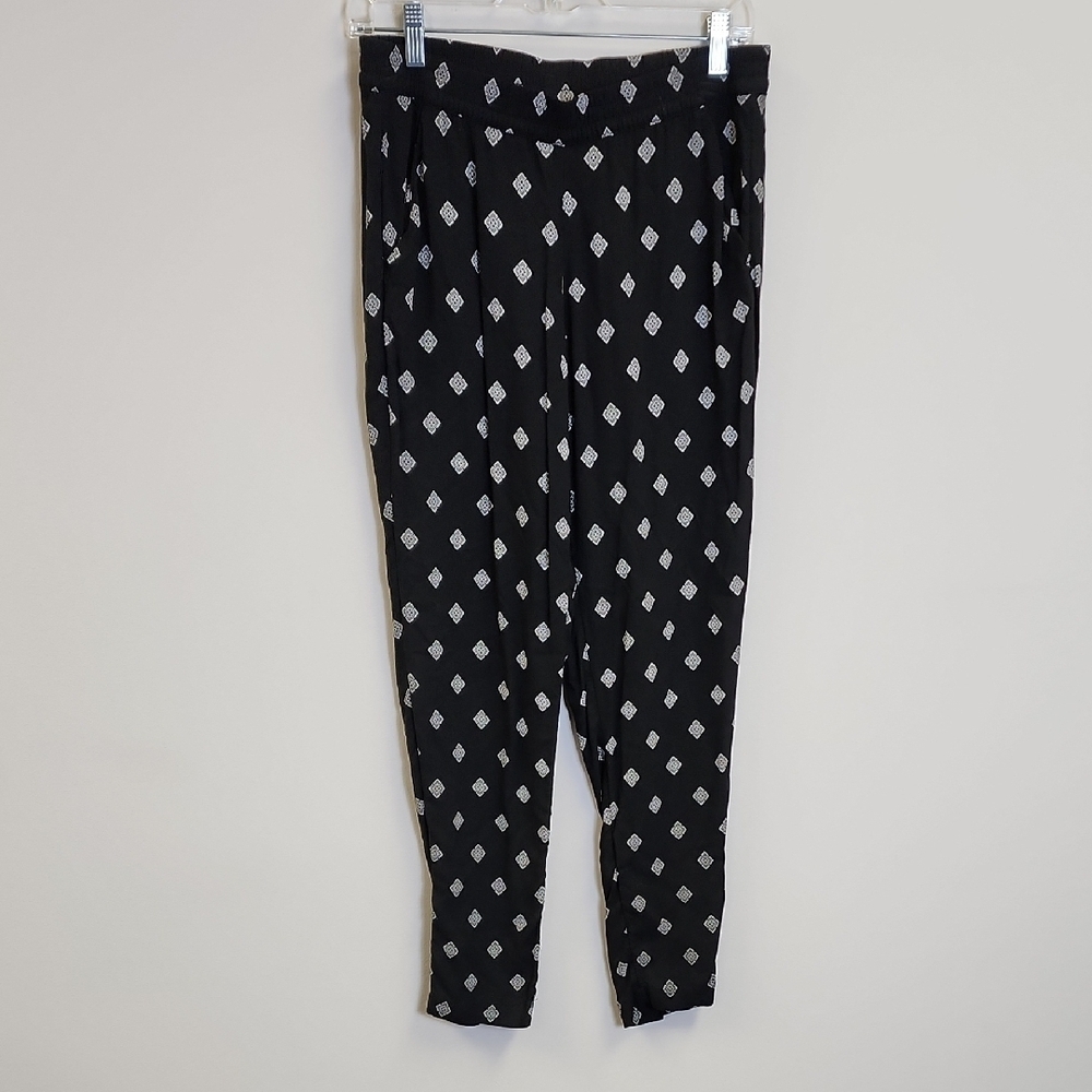 H&M Black Pants with White Diamond Pattern